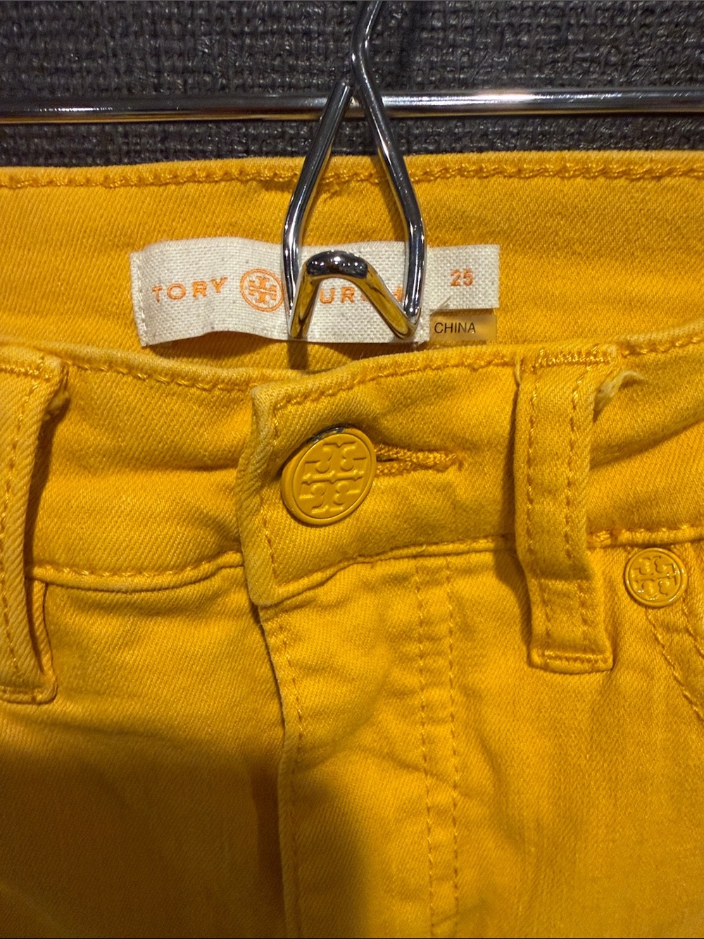 Tory Burch High-Rise Yellow Straight-Leg Jeans - Picture 2 of 10